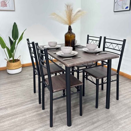 COMEDOR 4 SILLAS METAL/MADERA CO-8024 TAIKE 