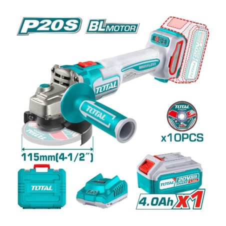 ESMERILADORA ANG INAL TOTAL 4 1/2 20V 1 BAT UTAGLI271531 1000W 4AH 