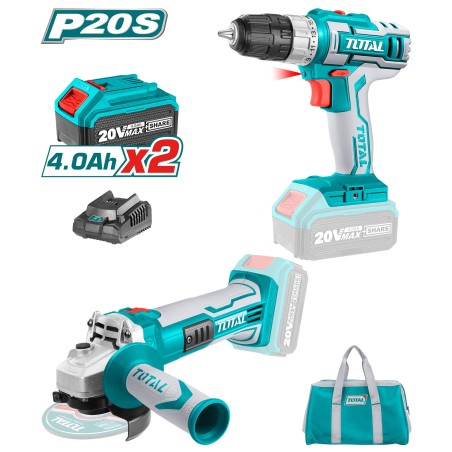 COMBO 20V TALADRO + ESMERIL TOTAL 4 1/2" UTCKLI20273
