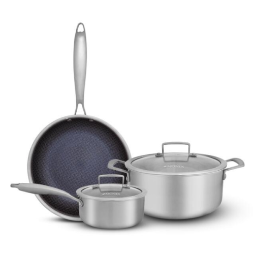 JUEGO OLLAS MONIX DIAMON 3PLY 5PCS INOX 