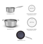JUEGO OLLAS MONIX DIAMON 3PLY 5PCS INOX 