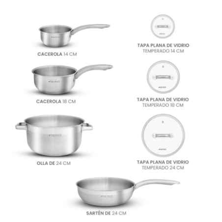 JUEGO OLLAS MONIX STEEL MASTER 7PCS INOX
