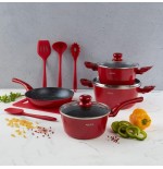 JUEGO OLLAS MONIX MARMOL ROJO 12PZ 49008