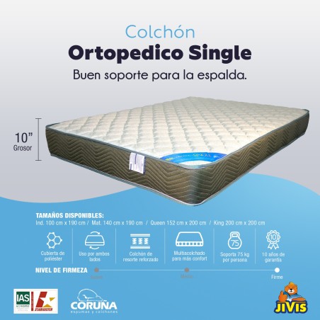 COLCHON INDIVIDUAL RESORTE ORTO SINGLE CORUÑA 