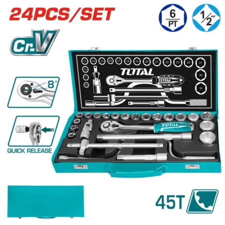 JUEGO CUBOS TOTAL 1/2" 24PCS THT141253