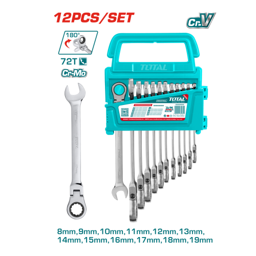 JUEGO LLAVES CORO FIJAS TOTAL C/RATCH 12PC THT102RK5126 FLEX 