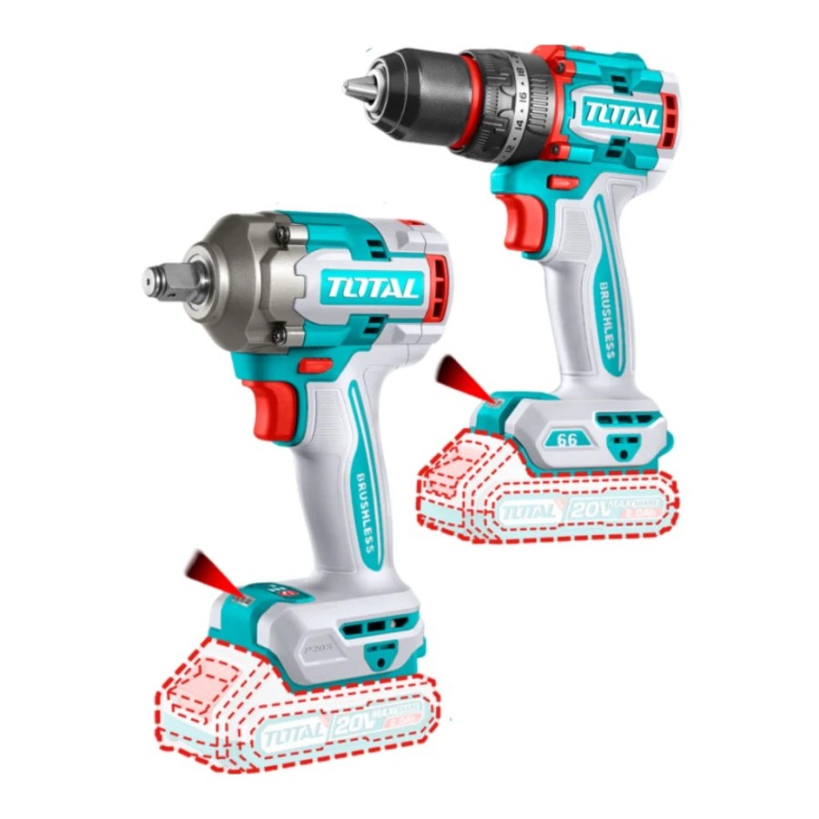 PISTOLA IMPACTO TOTAL 20V + TALADRO UTCKLI20275