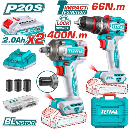 PISTOLA IMPACTO TOTAL 20V + TALADRO UTCKLI20275