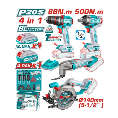 PISTOLA IMP TOTAL 20V +TALADRO+ SIERRA +MULTI UTOSLI241169