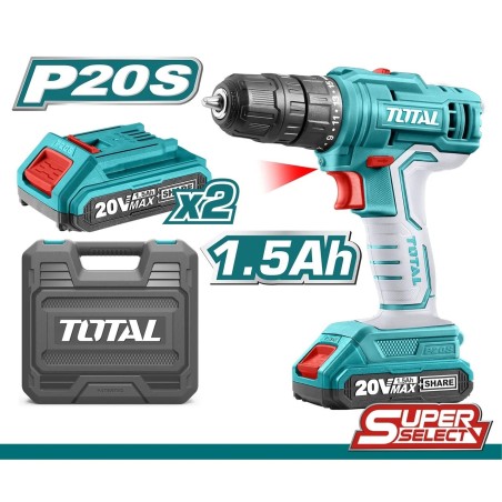 TALADRO PERC INAL TOTAL 20V BL 1/2 UTIDLI20602/20668 2BAT C/EST 