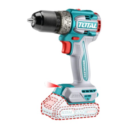 TALADRO PERC INAL TOTAL 20V BL 1/2 UTIDLI20602/20668 2BAT C/EST 