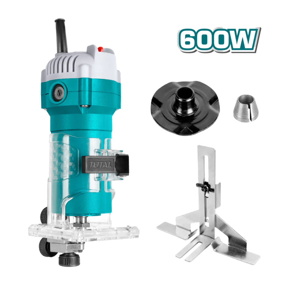 ROUTER PALMA TOTAL 600W 1/4" UTLT6001 + JUEGO CUCHILLAS 12PCS