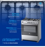 COCINAS GAS INDURAMA 32¨ MARSELLA SILVER 6Q