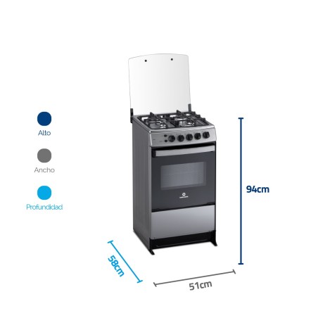 COCINA GAS INDURAMA 20" CADIZ PLUS SILVER FUNDI ENC/AUTO