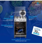 COCINA GAS INDURAMA 24" CORUÑA FUNDI INOX