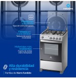 COCINA GAS INDURAMA 24" CORUÑA FUNDI INOX