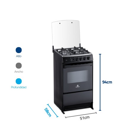 COCINA GAS INDURAMA 20" CANELA PLUS NEGRA FUNDI