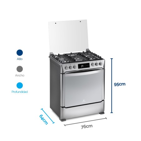 COCINA GAS INDURAMA 30" MONTECARLO INOX DORADOR Y CONVECCION