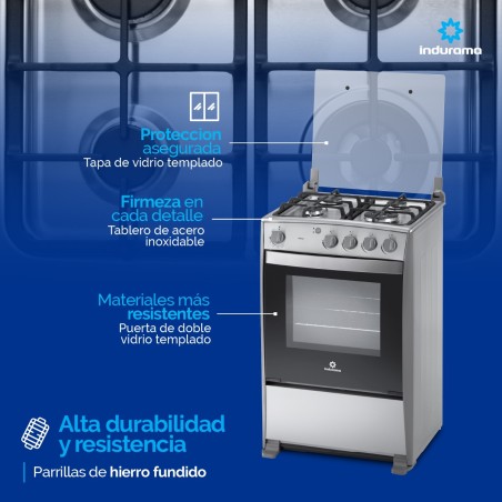 COCINA GAS INDURAMA 24" MERIDA ENC/AUTO INOX DORADOR/GAS