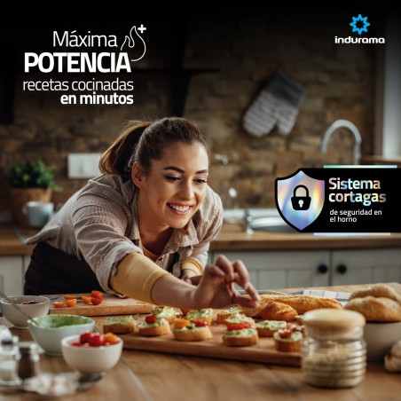 COCINA GAS INDURAMA 30" TURIN LUJO INOX 5Q DORADOR/GAS