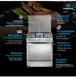 COCINA GAS INDURAMA 30" TURIN LUJO INOX 5Q DORADOR/GAS