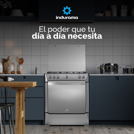 COCINA GAS INDURAMA 30" TURIN LUJO INOX 5Q DORADOR/GAS