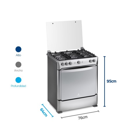 COCINA GAS INDURAMA 30" TURIN LUJO INOX 5Q DORADOR/GAS