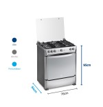 COCINA GAS INDURAMA 30" TURIN LUJO INOX 5Q DORADOR/GAS