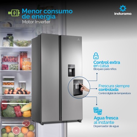 REFRI SXS INDURAMA 17CF INVERTER INOX DISPEN RI-770D