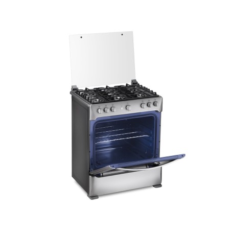 COCINA GAS INDURAMA  30" NAPOLI 6Q SILVER FUNDI ENC/AUTO