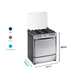 COCINA GAS INDURAMA  30" NAPOLI 6Q SILVER FUNDI ENC/AUTO