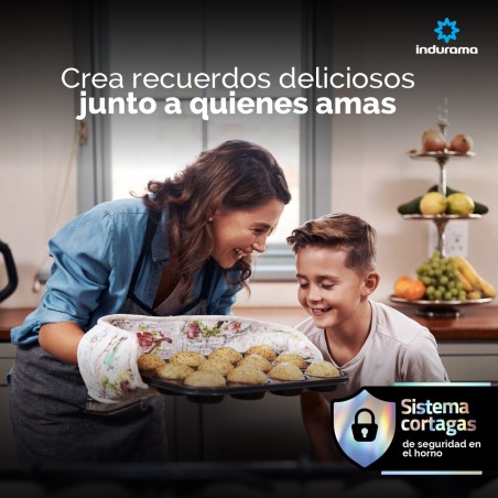 COCINA GAS INDURAMA  30" NAPOLI 6Q SILVER FUNDI ENC/AUTO