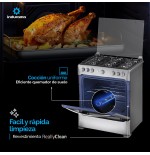 COCINA GAS INDURAMA  30" NAPOLI 6Q SILVER FUNDI ENC/AUTO