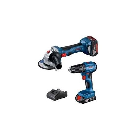 TALADRO BOSCH GSB 185 + ESMERIL GWS 180 + 2 BAT Y CARG 06019H 90G4