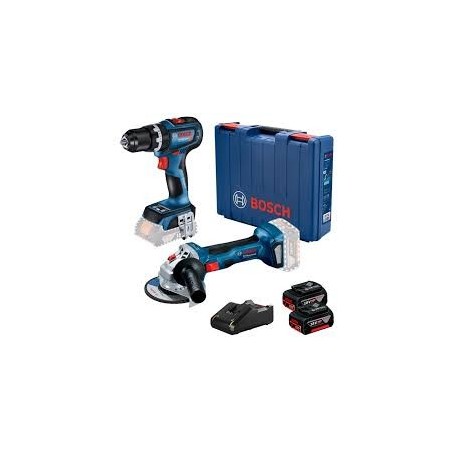 TALADRO BOSCH GSB 185 + ESMERIL GWS 180 + 2 BAT Y CARG 06019H 90G4