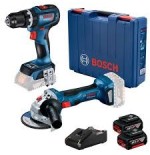 TALADRO BOSCH GSB 185 + ESMERIL GWS 180 + 2 BAT Y CARG 06019H 90G4