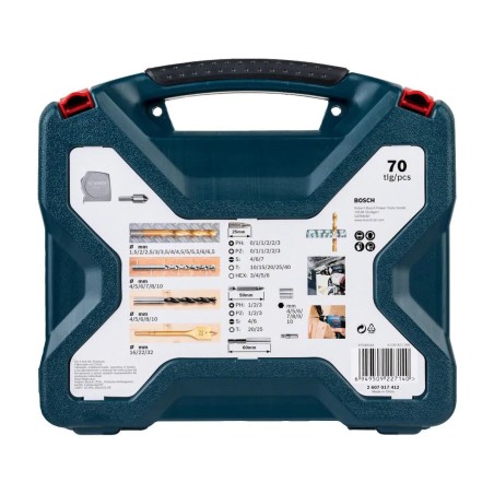 SET X-LINE BOSCH 70PZS P/TALADRAR Y ATORNILLAR 2607017412