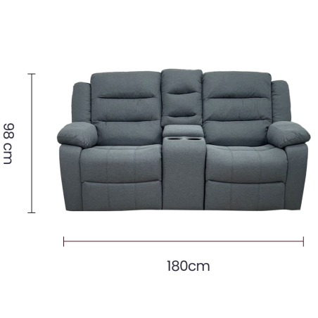 SOFA DOBLE C/CONSOLA RECLINABLE CUERO SINTETICO ANTIRAY SA-4342 TAIKE