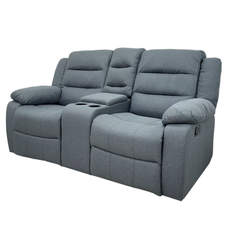 SOFA DOBLE C/CONSOLA RECLINABLE CUERO SINTETICO ANTIRAY SA-4342 TAIKE