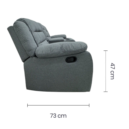 SOFA DOBLE C/CONSOLA RECLINABLE CUERO SINTETICO ANTIRAY SA-4342 TAIKE
