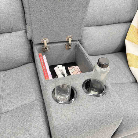 SOFA DOBLE C/CONSOLA RECLINABLE CUERO SINTETICO ANTIRAY SA-4342 TAIKE