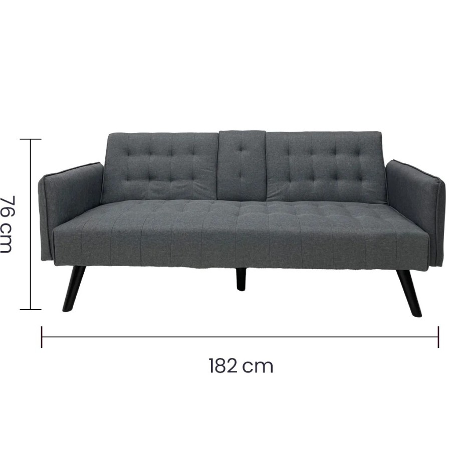 SOFA CAMA CUERO SINTETICO GRIS SA-4376 C/PORTAVASOS TAIKE