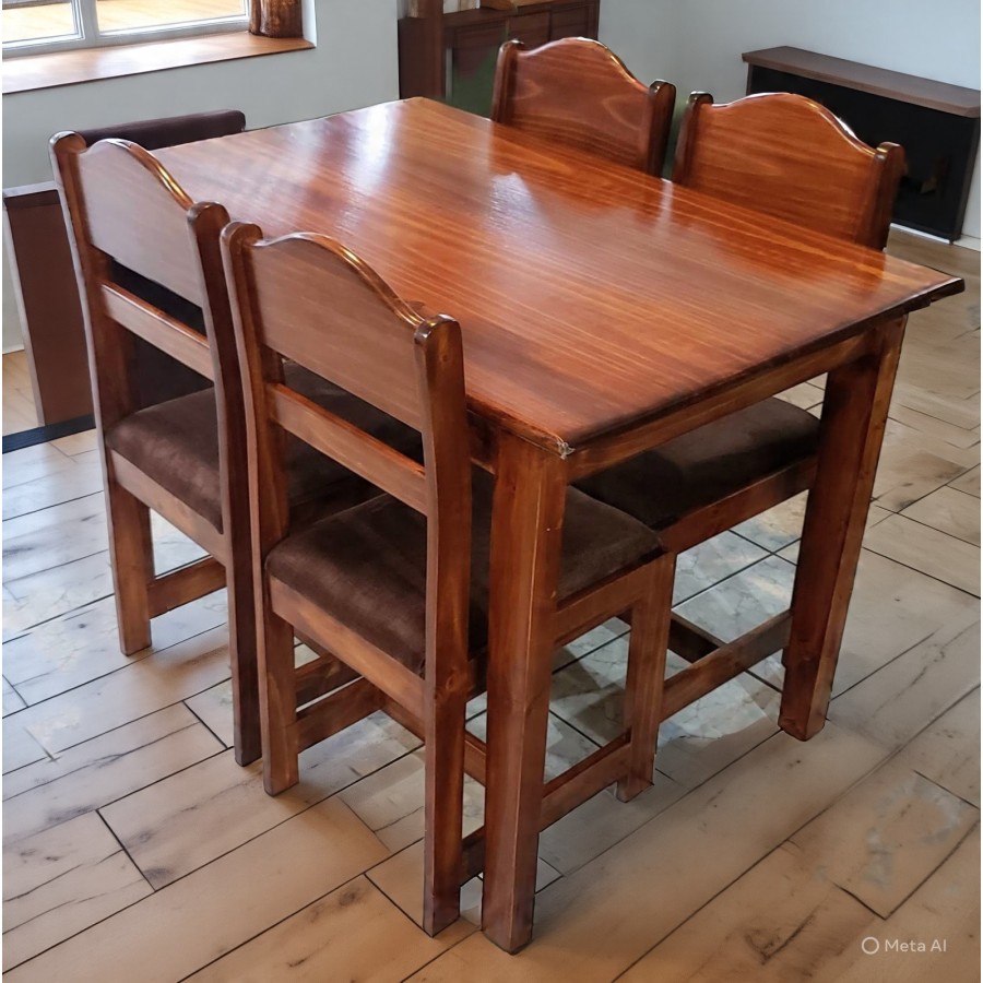 JUEGO COMEDOR MADERA 4 SILLAS PAVAS VIDES