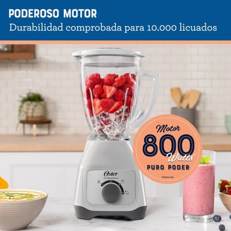 LICUADORA OSTER 2V VIDRIO PERILLA  BLSTKAG-WRD BLANCA