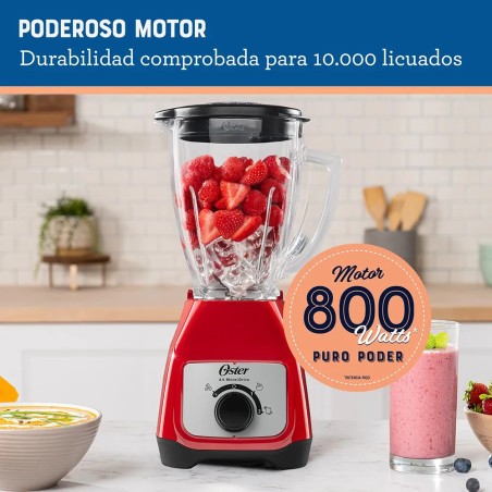 LICUADORA OSTER 2V VIDRIO PERILLA  BLSTKAG-RRD ROJA