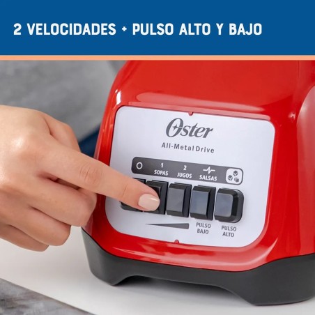LICUADORA OSTER 2V VIDRIO BOTONES BLSTKAG-RPB ROJA